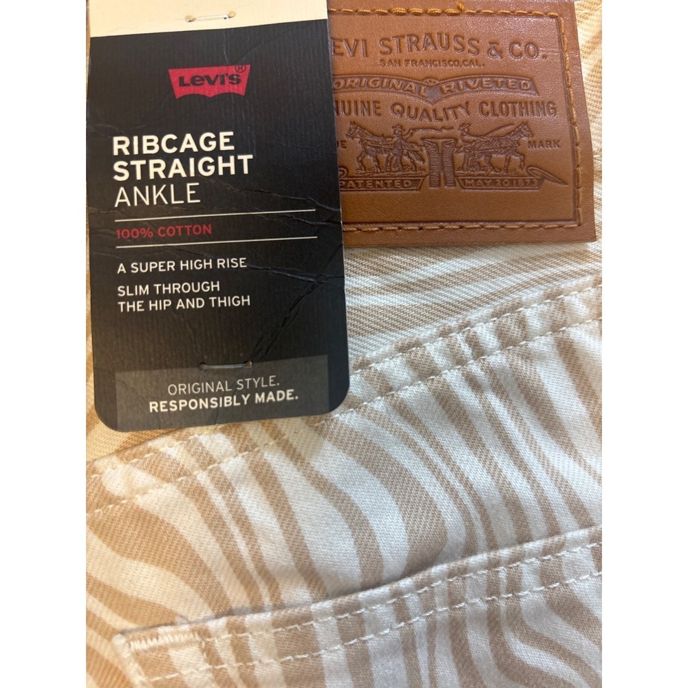 Levi's Women's Ribcage Straight Ankle Jeans 726930114 Wavy Lines Size 23x27 Boho - Picture 3 of 6
